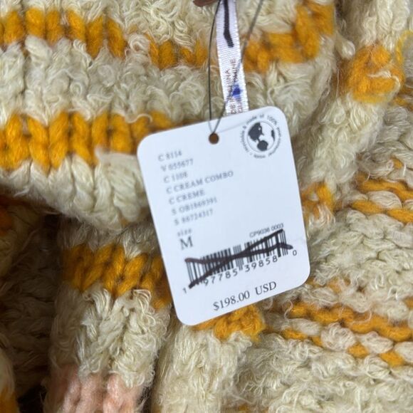 FREE PEOPLE RAINBOW FUZZ CARDI SWEATER IN CREAM COMBO NWT - Picture 9 of 9